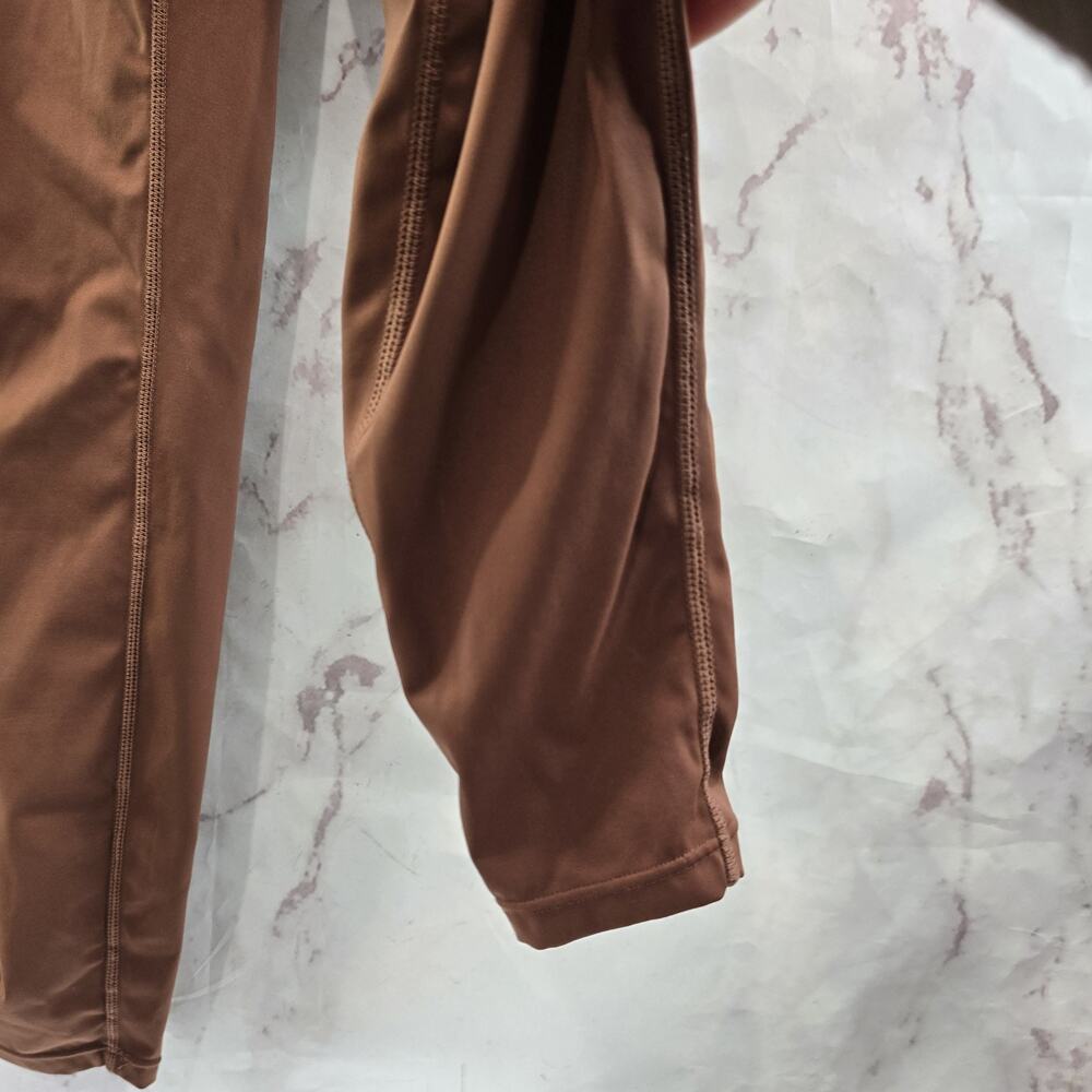 Shapellx Jumpsuit Womens Small Brown Crop Air Slim ElasticFuse Waistband Zip - Picture 4 of 16